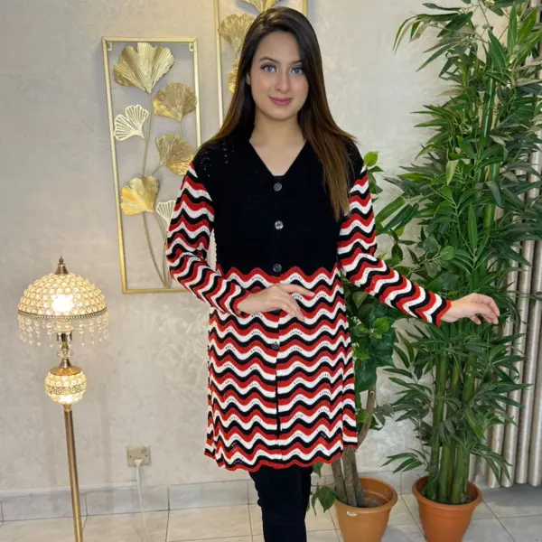 Wave Chics Long Knit Cardigan