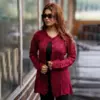 Elegant Maroon Crochet Cardigan for Women's