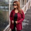 Elegant Maroon Crochet Cardigan for Women's - Image 2