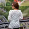 Women Elegant White Knit Cardigan - Image 4