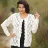 Women's Elegant White Knit Cardigan