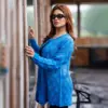 Sky Blue Diamond Knit Cardigan - Image 3