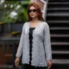 Women Light Grey Knit Cardigan