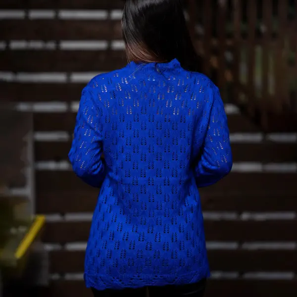 Royal Blue Winter Knit Cardigan - Image 2