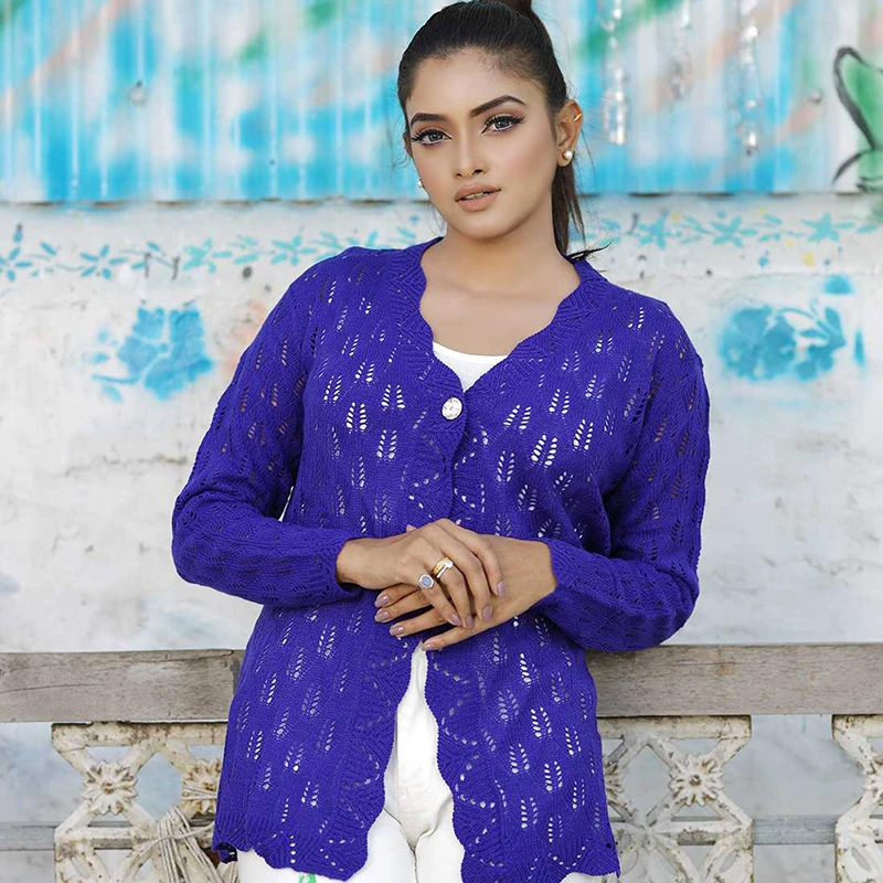 Previous Next Women's Royal Blue Knit Cardigan