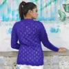 Royal Blue Leaf Knit Cardigan - Image 2