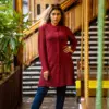 Maroon Long Knit Cardigan - Image 3