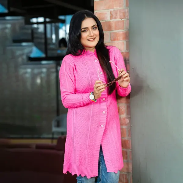 Pink Winter Elegance Cardigan - Image 7