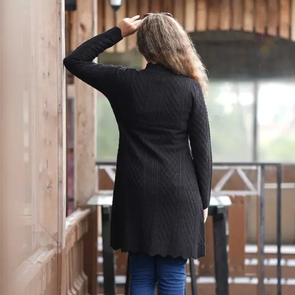 Women’s Long Black Knit Cardigan - Image 5
