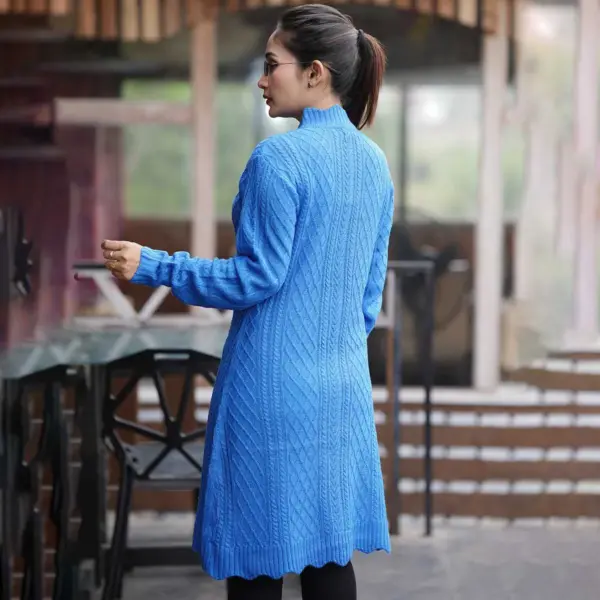 Women’s Long Sky Blue Knit Cardigan - Image 3