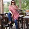Women’s Striped Knit Poncho - Image 2