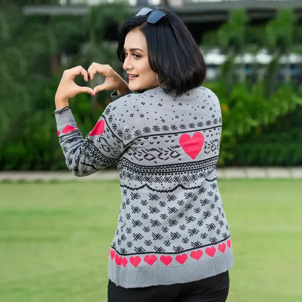 Grey Love Winter Cardigan - Image 4