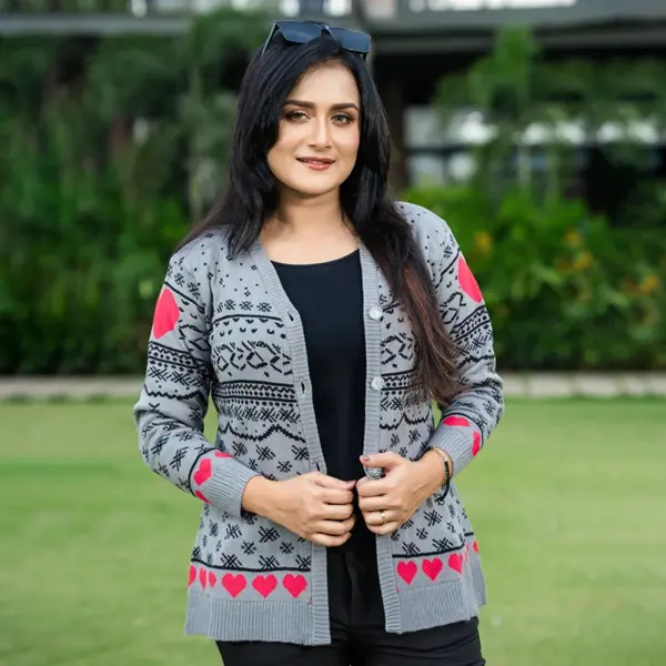 Grey Love Winter Cardigan - Image 6