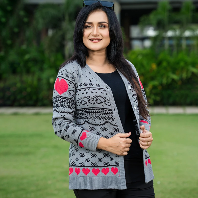 Grey Love Winter Cardigan