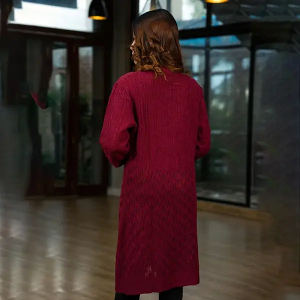 Wine Maroon Classic Knit Cardigan - Image 4