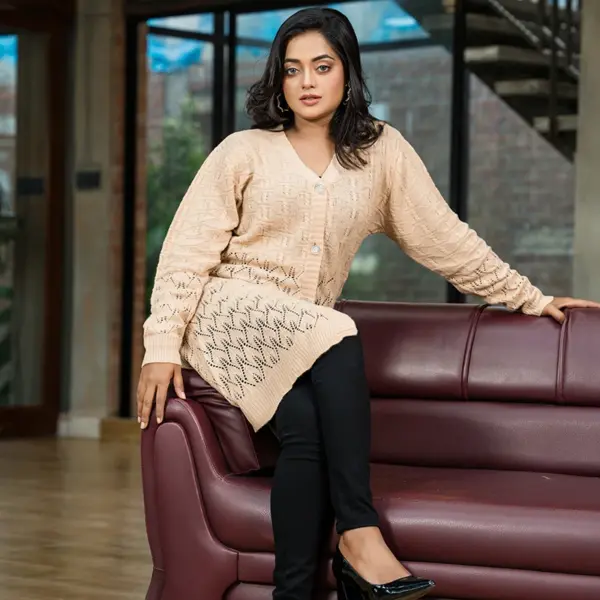 Beige Elegance Knit Cardigan - Image 2