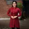 Elegant Maroon Long Knit Cardigan for Women - Image 7