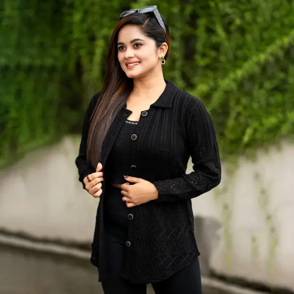 Classic Black Knit Cardigan for Women - Image 5