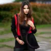 Stylish Black & Red Open Knit Cardigan for Women - Image 4