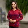 Classic Red & Blue Winter Knit Shirt for Women
