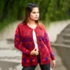 Classic Red & Blue Winter Knit Shirt for Women - Image 5
