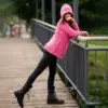 Trendy Pink Winter Knit Hoodie for Women - Image 3