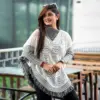 Elegant White & Black Knit Poncho for Women - Image 2