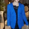 Blue Crochet Knit Cardigan for Women - Image 2
