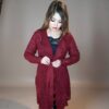Women’s Premium Long Maroon Knit Cardigan - Image 4