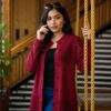 Maroon Long Knit Cardigan - Image 2