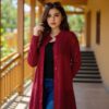 Maroon Long Knit Cardigan - Image 3